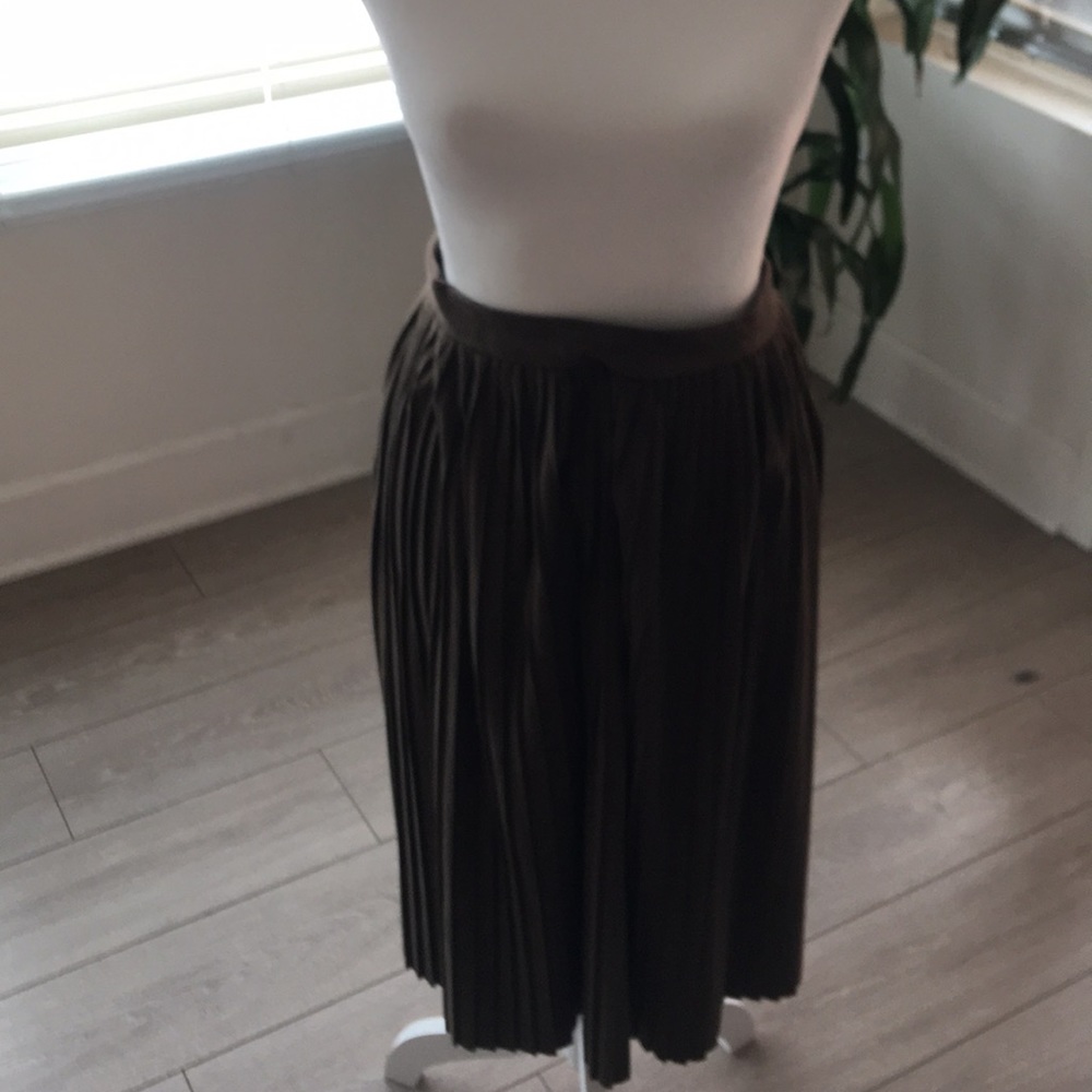 Green faux suede skirt